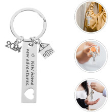 Schlüsselanhänger aus Edelstahl, 50 x 12 mm, Einzugsgeschenk, Geschenkidee für die neue Wohnung, einzigartiger Metall-Schlüsselanhänger
