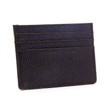 Porte-cartes fin et classique en cuir véritable marron foncé