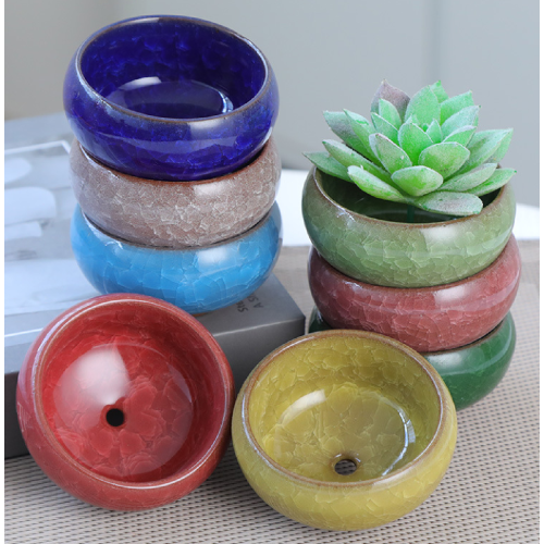 Conjunto de 6 vasos de cerâmica para suculentas com efeito craquelado de 2,5 polegadas.