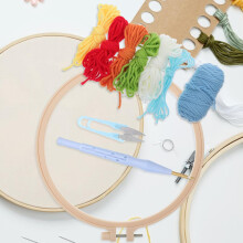 Zestaw do haftu dziurkaczem DIY dla początkujących, 20 cm, okrągła ramka, nici do haftu
