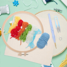 DIY Punch Broderikit för Nybörjare 20 cm Rund Ram, Broderigjutningstråd