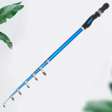 Mini canna da pesca portatile con impugnatura a serpente blu, 150 cm, compatta, per acqua dolce e salata.
