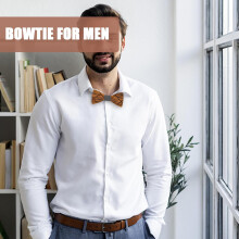 Papillon in legno da uomo, regolabile, fatto a mano, con strisce grigie, ideale per matrimoni, feste e occasioni formali.