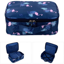 Estuche de maquillaje con soporte, neceser compacto, organizador para viajes, portátil y ligero.
