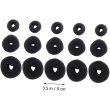 15pcs Hair Donut Bun Holder Hair Bun Former Doughnut Shaper Nylon Material Black