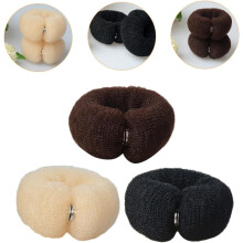 3pcs Elastic Hair Ties Hair Donut Bun Maker Nylon Styling Tool for Women Buckle Black Coffee Ivory Colors Suitable