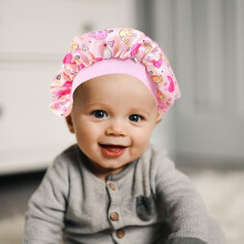 Lot de 4 bonnets de nuit en satin imprimés, respirants et élastiques pour enfants, parfaits pour la douche.
