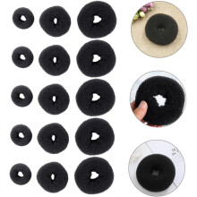 15 Stück Haarknoten-Donut-Halter, Haarknotenformer, Donut-Former, Nylon, Schwarz