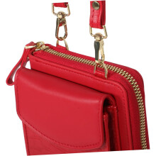 Damen-Umhängetasche aus PU-Leder, kleine Handytasche, Clutch, Geldbörse für Reisen und Alltag, Rot
