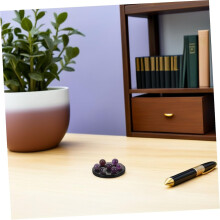 Mini esfera de cristal con diseño Feng Shui de siete estrellas, adorno con base de obsidiana natural y amatista.