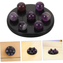 Mini sphère de cristal, ornement Feng Shui à sept étoiles, avec base en obsidienne naturelle et améthyste.