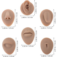 7-delige make-up oefenset van zachte siliconen met oor-, oog- en lipdelen voor tattoo training, nep lichaamsdelen voor artiesten en beginners.