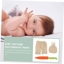 Wollstrick-Outfit-Set, 3-teilig, inklusive Mütze und Osterkarotte als Fotorequisite