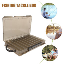 Boîte à leurres de pêche multifonctionnelle grise de grande taille avec rangement double face, appât portable en forme de V pour crevettes