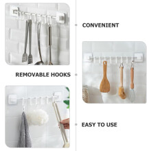 Barre de rangement pour ustensiles de cuisine, blanche, en aluminium, avec crochets amovibles multifonctionnels