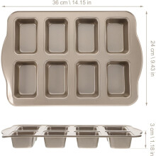 Moule à gâteau en acier au carbone doré, 8 alvéoles, multi-grilles, stable et compatible four