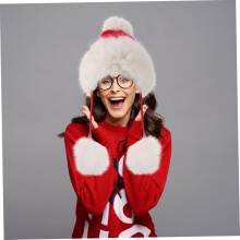 Knitted Beanie Hat Warm Christmas Xmas Pompom Skiing Outdoor Adventures for Women