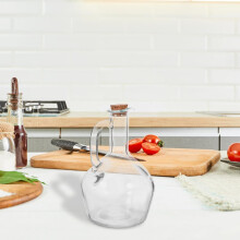 Dispensador de vinagre de vidrio de 430 ml, aceitera multifuncional de alta transparencia.