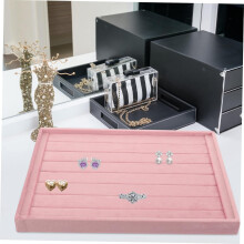 Schmuckablage mit Ringaufsatz, schlichte Form, aus Holz und fusselfreiem Material, schützt Ihren Schmuck