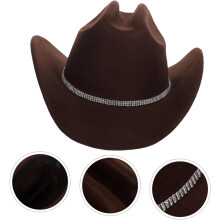 Western-Cowboyhut aus Filz im Jazz-Stil mit Strassband, leicht, atmungsaktiv, flache Krempe