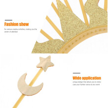 Goldener Sonnenkranz-Haarreif, Sternenstirnband, Mondtiara, einzigartiges, elegantes Design, Kopfbedeckung aus Kunststoff