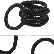 15 Stück schwarze, dicke, elastische Haargummis, geflochtene Pferdeschwanzhalter, hochelastische Haarbänder