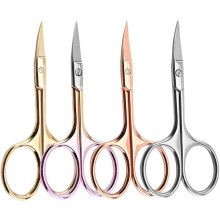tijeras de acero inoxidable para recortar bigote y barba, tijeras para vello nasal, para barbería, hogar y bricolaje. Color aleatorio.