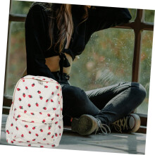 Niedlicher Erdbeer-Cord-Rucksack für Damen, weiche, strapazierfähige und vielseitige Tragegurte, ideal für Freizeit, Reisen und Schule