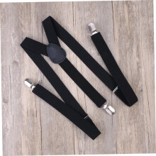 Clips de suspensores em forma de Y para homens e mulheres conforto elástico preto sólido para ocasiões formais