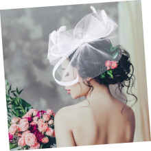 Borboleta arco fascinador chapéu com malha véu Bridal Tea Party Headband