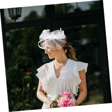 Fjärilsrosett Fascinatorhatt med Mesh Slöja Brudtebjudningspannband