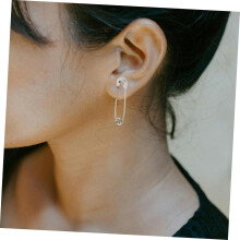 Extra stevige jumbo veiligheidsspeld oorbellen van staal, punkstijl, unisex modeaccessoires voor kleding en rokken.