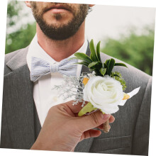 Boutonniere flor simulada para casamento Pin artificial elegante