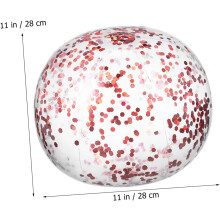 Ballon de plage gonflable à paillettes roses doré avec pompe pour jouer dans l'eau en extérieur, pliable et portable. Jeu amusant et amusant.