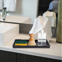 Vassoio rettangolare per lavabo da bagno, vassoio da appoggio in melamina, design moderno ed elegante, facile da usare.