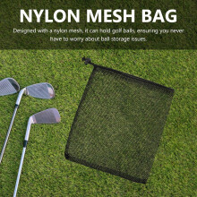 Borsa a rete con coulisse per palline da golf, grande capacità, in nylon, per riporre palline sportive.
