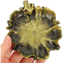 Vintage kinesisk kalligrafi blekkbrønn metallblekkskål med froskdesign for skrivebordsbruk ornament