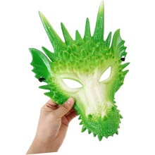 Máscara de dragão verde branco plástico 3d animal Halloween Cosplay festa traje acessório
