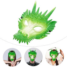 Lohikäärmeen naamio vihreä valkoinen muovi 3d eläin Halloween cosplay juhlapuku asuste