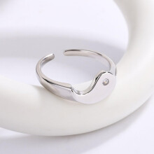 Anelli da coppia Yin Yang, set aperto per dita, design Tai Chi, in oro nero e oro bianco, gioielli per anniversario per innamorati