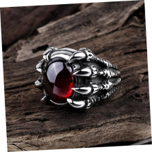 Anello con gemma rossa, stile gotico punk, con artiglio di drago in lega, per uomo, ideale per occasioni speciali e vita quotidiana.