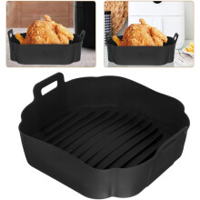 Gjenbrukbar silikonbakepapir med slippbelegg for airfryer og ovn, sammenleggbar svart silikonbakepapir