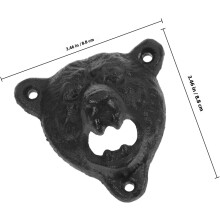 Abridor de parede de ferro fundido Cabeça de urso Abridor de garrafa de metal preto rústico Construção robusta Design montado na parede