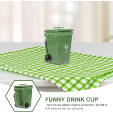 Lustiger Trinkbecher, Wasserbecher, Mülleimerbecher-Design, Keramik, griffig, fleckenabweisend, grün, einzigartig