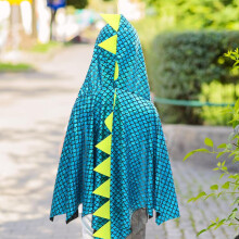 Mantello con cappuccio da dinosauro, costume per Halloween, festival, feste, travestimenti, mantello da dinosauro per esterni