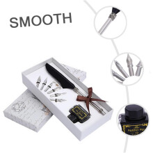 10 ks Retro Plume Pen Set Black Quill Dip Kaligrafické perá Pomôcky pre firemné písanie do kancelárie