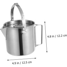 Fierbător de camping cu mâner pliabil, 1,2 l, din oțel inoxidabil, capacitate mare, ușor