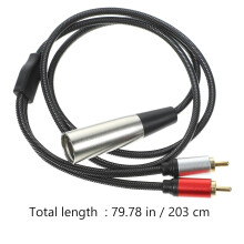 Cabo de adaptador de áudio de microfone 2 RCA para conector XLR preto fio de cobre estanhado cobre livre de oxigênio