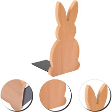 Wooden Rabbit Bookend Decorative Book End for Shelf and Office Desk