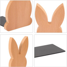 Fermalibri a forma di coniglio in legno, decorativo per mensole e scrivanie.